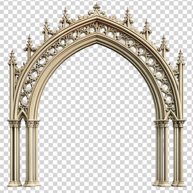 PSD gothic cathedral arch border on transparent background