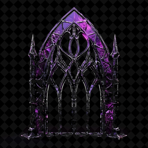 Gothic Cathedral Gate With Pointed Arches and Stained Glass PNG Y2K Shape Neon Color Collection