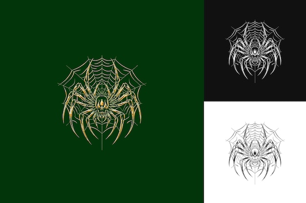 PSD gothic spider logo with webs and fangs for decorations with abstract vector design collections