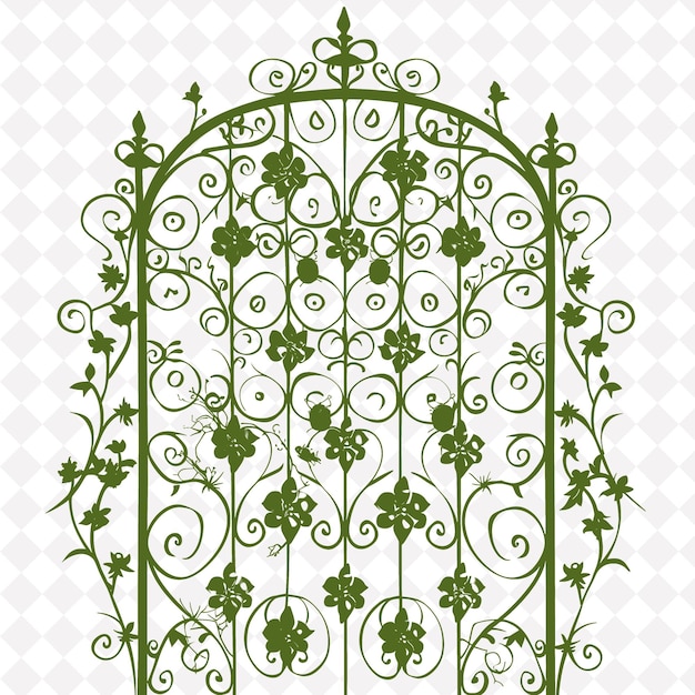 Gothic Trellis Crafted From Wrought Iron Featuring Dutchmans Outline Natural Decorative Design