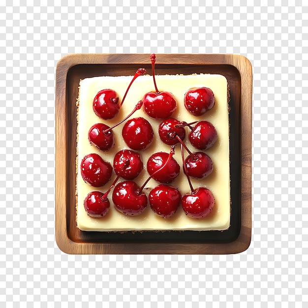 PSD gourmet cheesecake with cherries isolated on a transparent background for digital designs