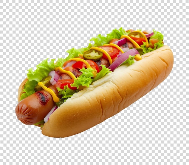 Gourmet hot dog in transparent background