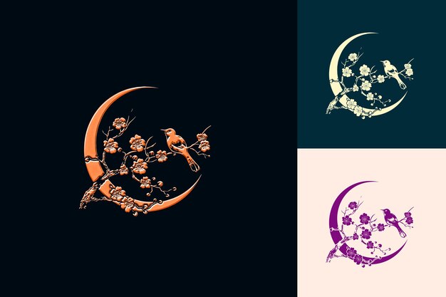 Graceful Chinese Cherry Blossom With Art Deco Style Cherry B PNG Inspired Lunar Icon Designs