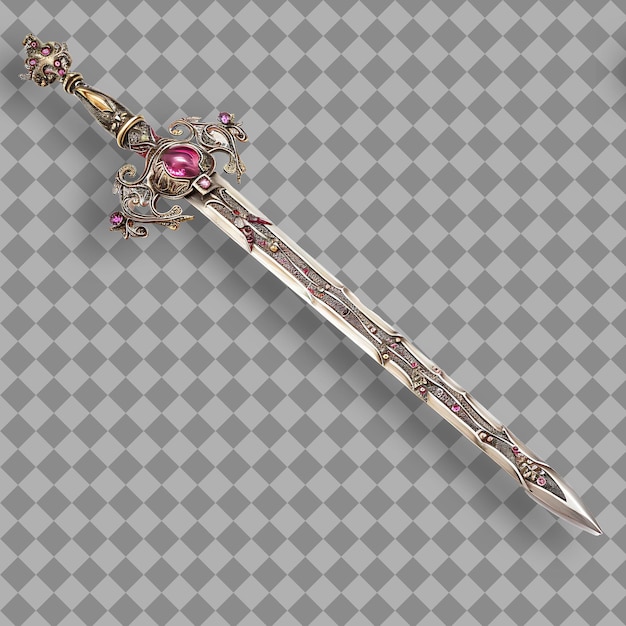 Graceful Forged Ruby Rapier With an Intricate Design a Slend PNG Game Asset on Clean Background