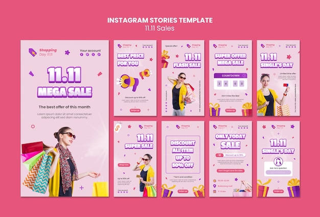 PSD gradient 11.11 sales   instagram stories