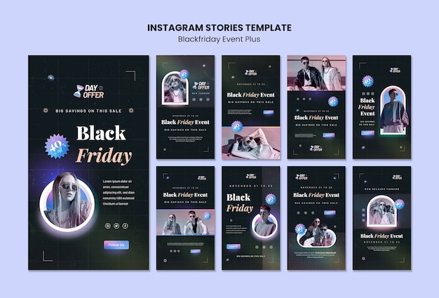 PSD gradient black friday promotion instagram stories