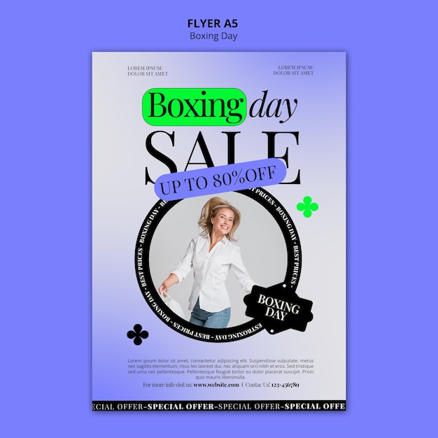 Gradient boxing day flyer template