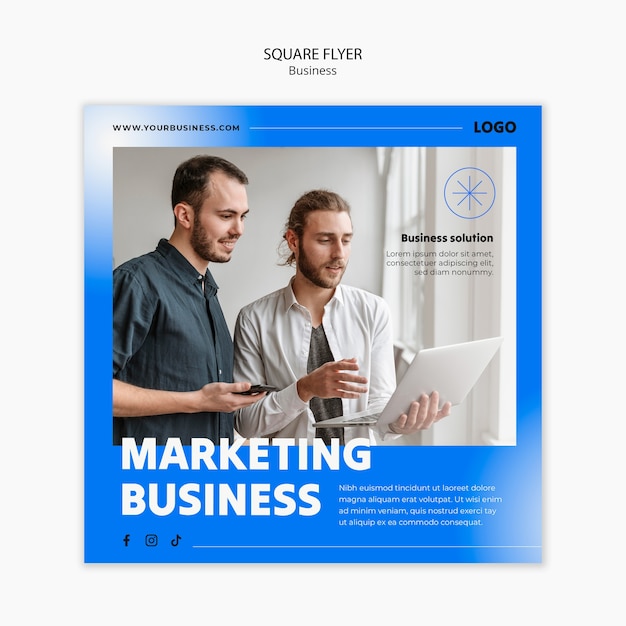 PSD gradient business strategy square flyer template