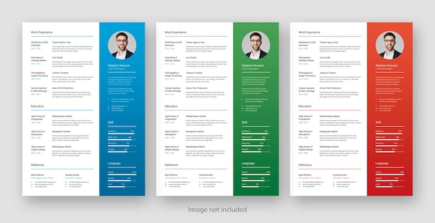 Gradient clean resume personal cv colorful sidebar right template