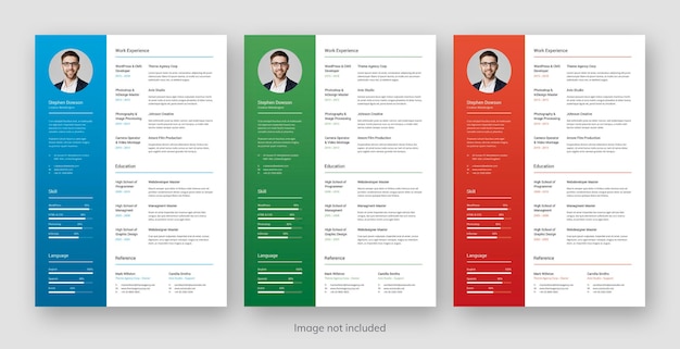 Gradient clean resume personal cv colorful sidebar template