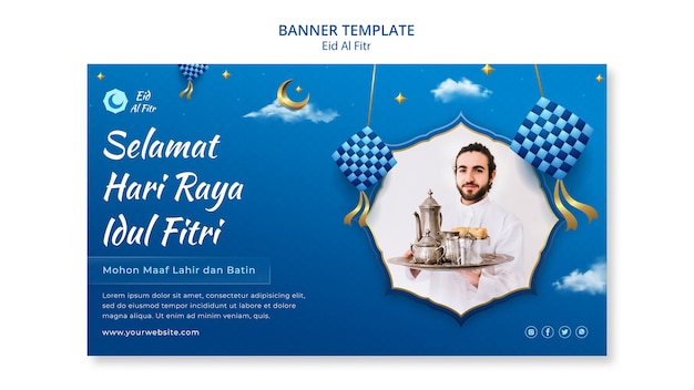 Gradient eid al-fitr banner template design