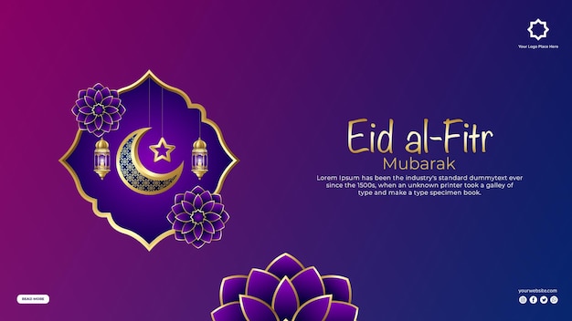 Gradient eid alfitr social media post template