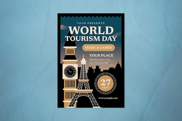 Gradient Flat Design World Tourism Day Flyer