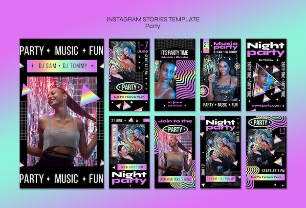 PSD gradient fun party instagram stories