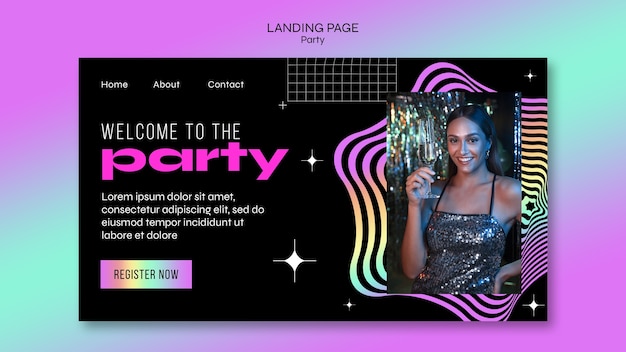 PSD gradient fun party landing page