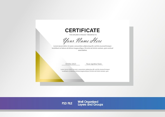 Gradient gold luxury certificate design template