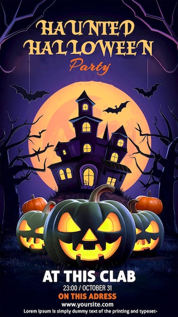 Gradient Halloween party poster template design