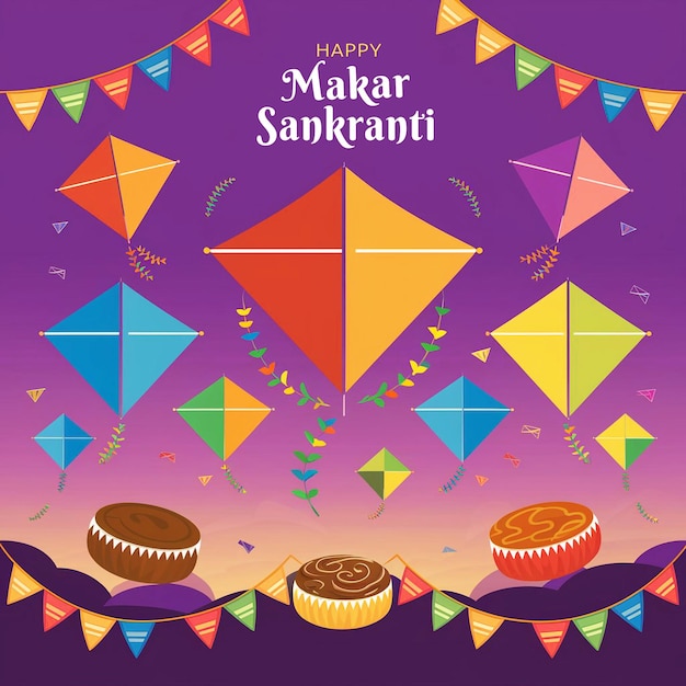 PSD gradient happy makar sankranti illustration