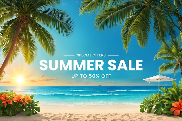 Gradient horizontal sale banner template for summer season