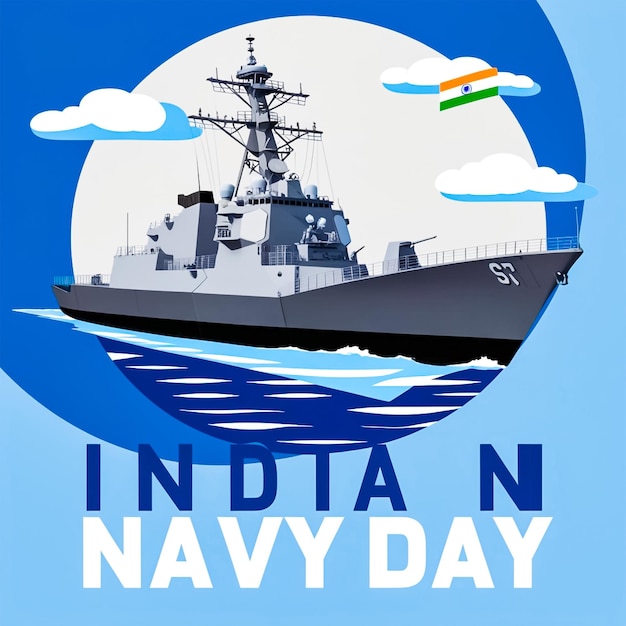 PSD gradient indian navy day social media post