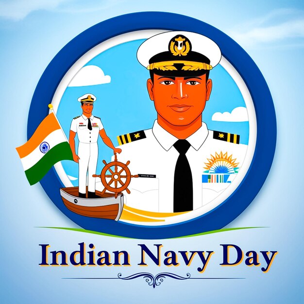 PSD gradient indian navy day social media post