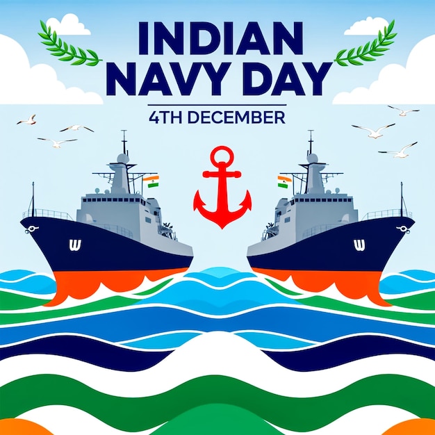 PSD gradient indian navy day social media post