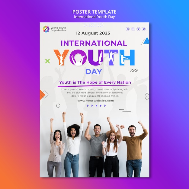 Gradient international youth day vertical poster template