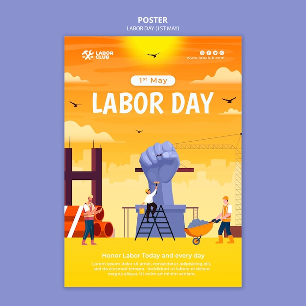 Gradient labor day postertemplate design