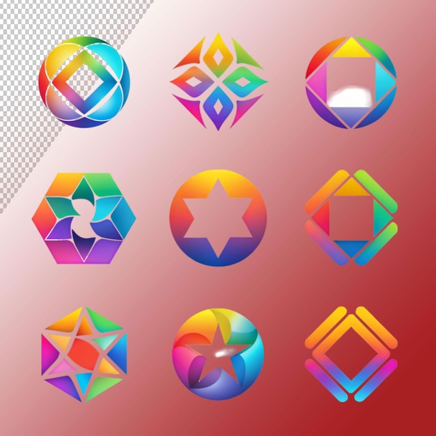 PSD gradient logo templates on transparent background