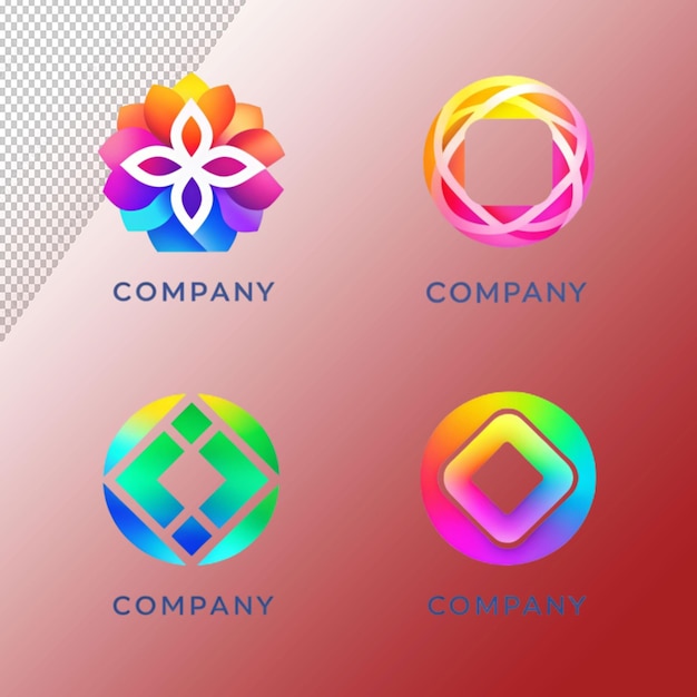 PSD gradient logo templates on transparent background