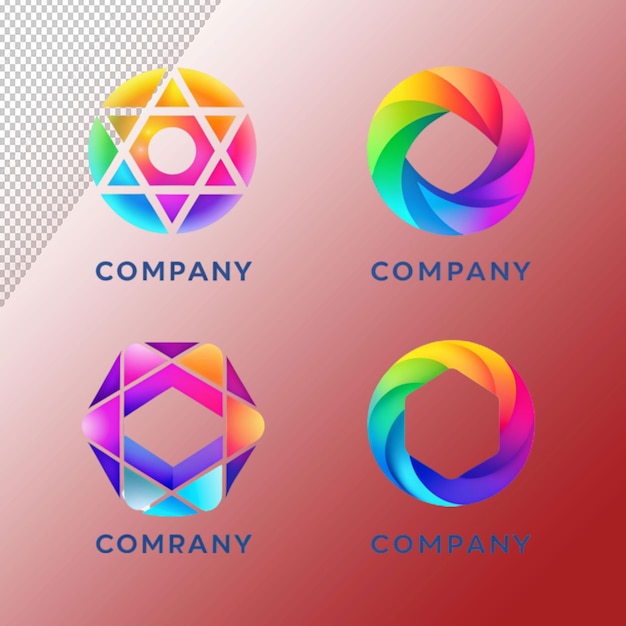 PSD gradient logo templates on transparent background