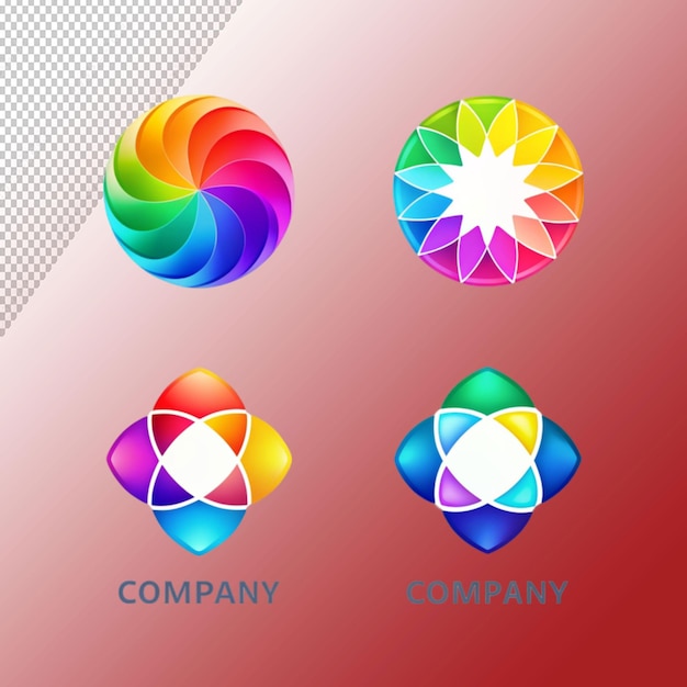 PSD gradient logo templates on transparent background