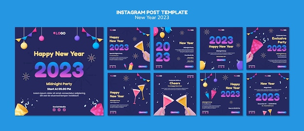 PSD gradient new year 2023 instagram posts