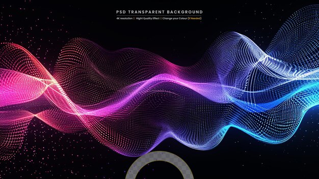 PSD gradient particle wave on transparent background