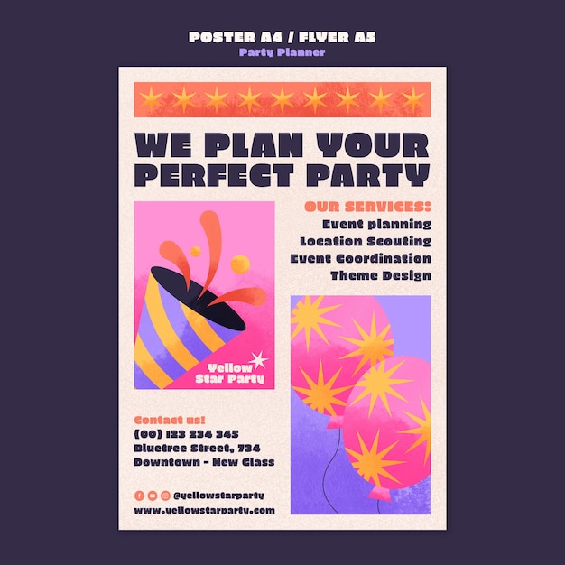 Gradient party planner poster template