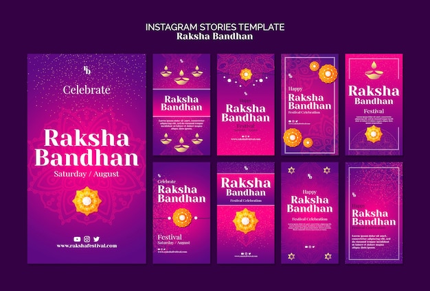 Gradient raksha bandhan instagram stories collection with mandalas