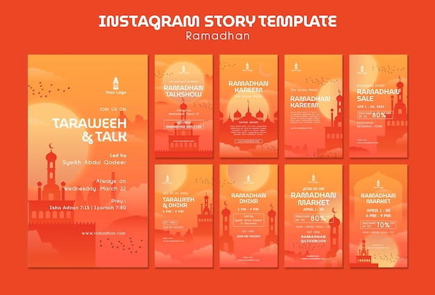 Gradient ramadan celebration instagram stories