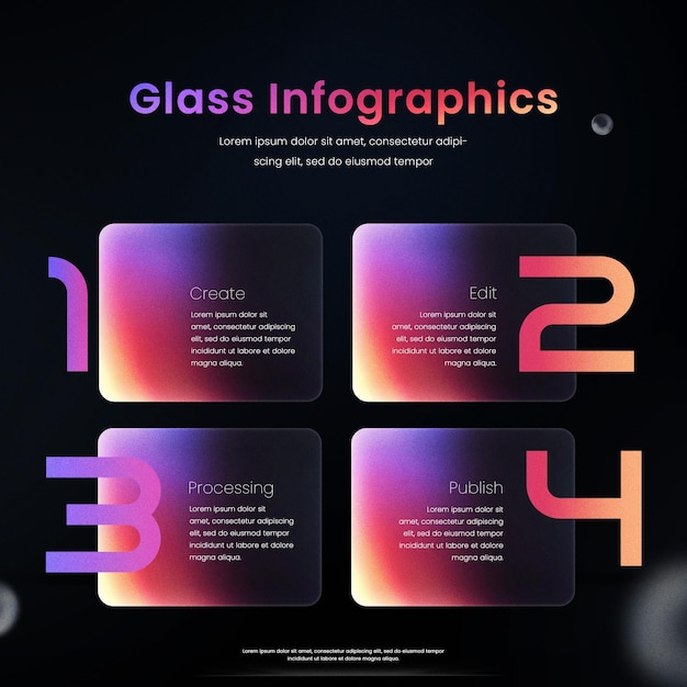 Gradient rectangular diagram infographics with glass effect