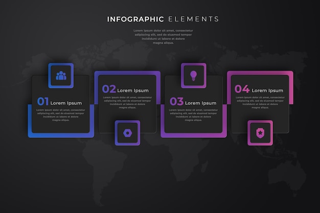 Gradient rectangular diagram infographics