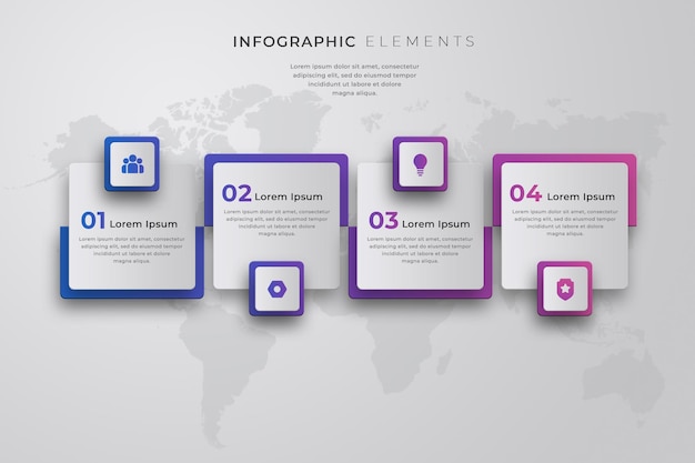 Gradient rectangular diagram infographics