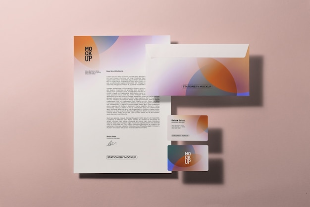 Gradient stationery collection with shadows