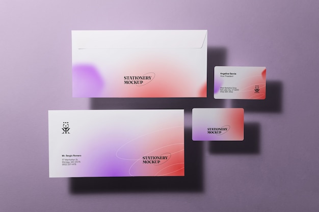 Gradient stationery collection with shadows