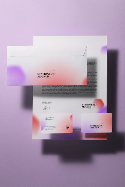 Gradient stationery collection with shadows