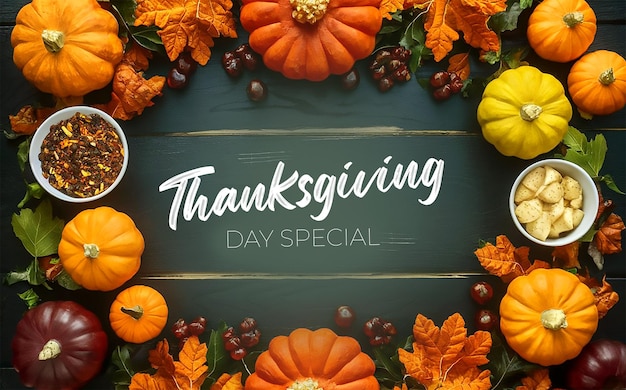 PSD gradient thanksgiving background with pumpkin and leaves happy thanksgiving day