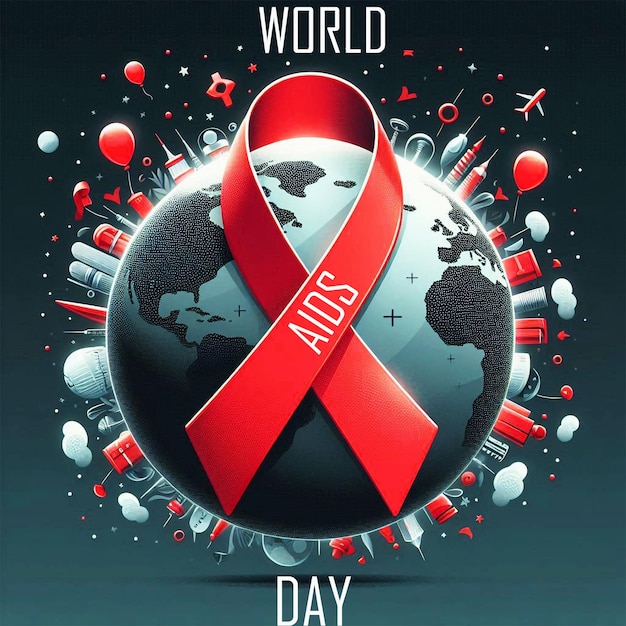 PSD gradient vertical poster template for world aids day awareness