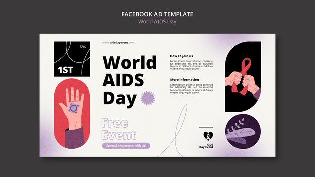 PSD gradient world aids day facebook template