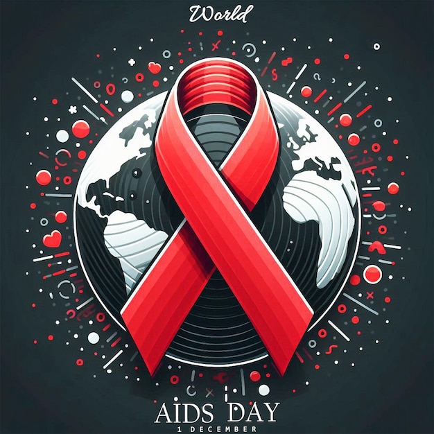 PSD gradient world aids day illustration template