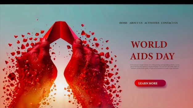 PSD gradient world aids day landing page template design