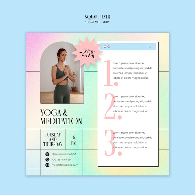 PSD gradient yoga and meditation square flyer