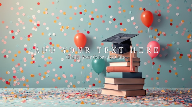 PSD graduation cap on a beige background